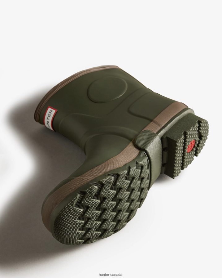 208Z2Z519 Hunter Boots Sale - Hunter Men Gardener Short Rain Boots Dark Olive/Clay