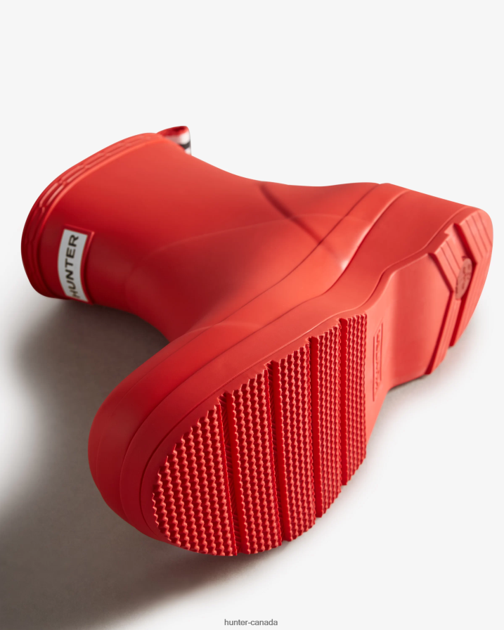 208Z2Z526 Hunter Canada - Hunter Men Play Short Rain Boots Logo Red