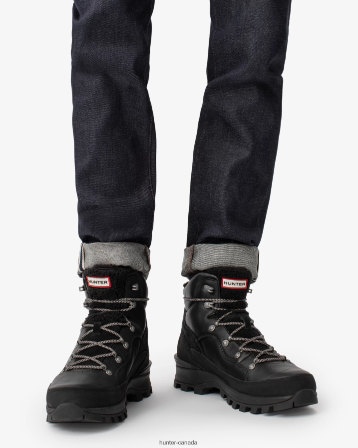 208Z2Z537 Hunter Boots - Hunter Men Explorer Insulated Lace-Up Leather Commando Boots Black