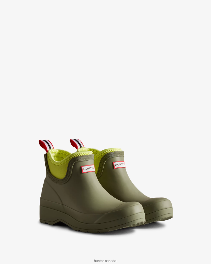 208Z2Z54 Hunter Canada - Hunter Women Play Neoprene Chelsea Boots Lichen Green/Zesty Yellow
