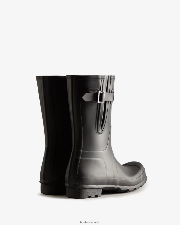 208Z2Z548 Hunter Outlet - Hunter Men Short Side Adjustable Rain Boots Black