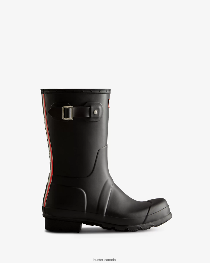 208Z2Z549 Hunter Boots - Hunter Men Tri-Colour Logo Backstrap Short Rain Boots Black