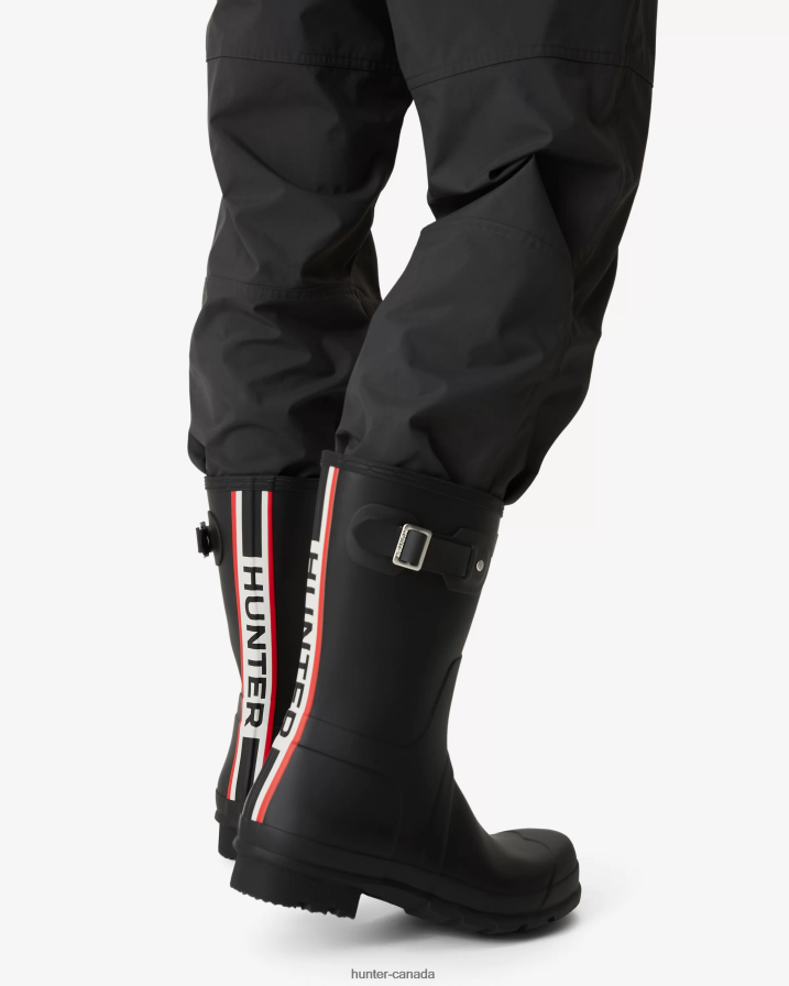 208Z2Z549 Hunter Boots - Hunter Men Tri-Colour Logo Backstrap Short Rain Boots Black