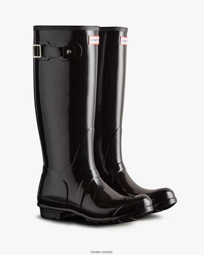 208Z2Z55 Hunter Boots Sale - Hunter Women Original Tall Gloss Rain Boots Black