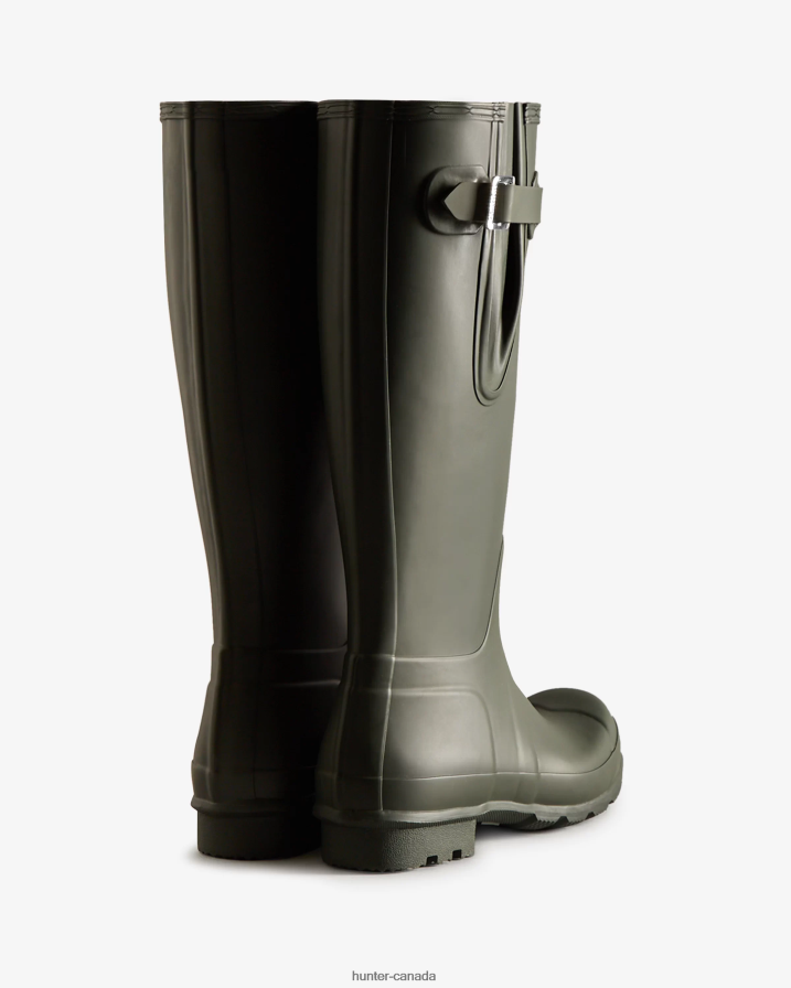 208Z2Z562 Hunter Canada - Hunter Men Tall Side Adjustable Rain Boots Dark Olive
