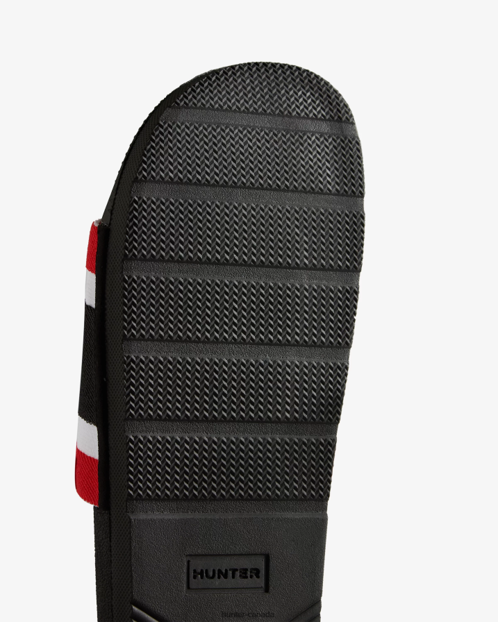 208Z2Z568 Hunter Outlet - Hunter Men Tri Colour Elastic Slides Black/Red/White