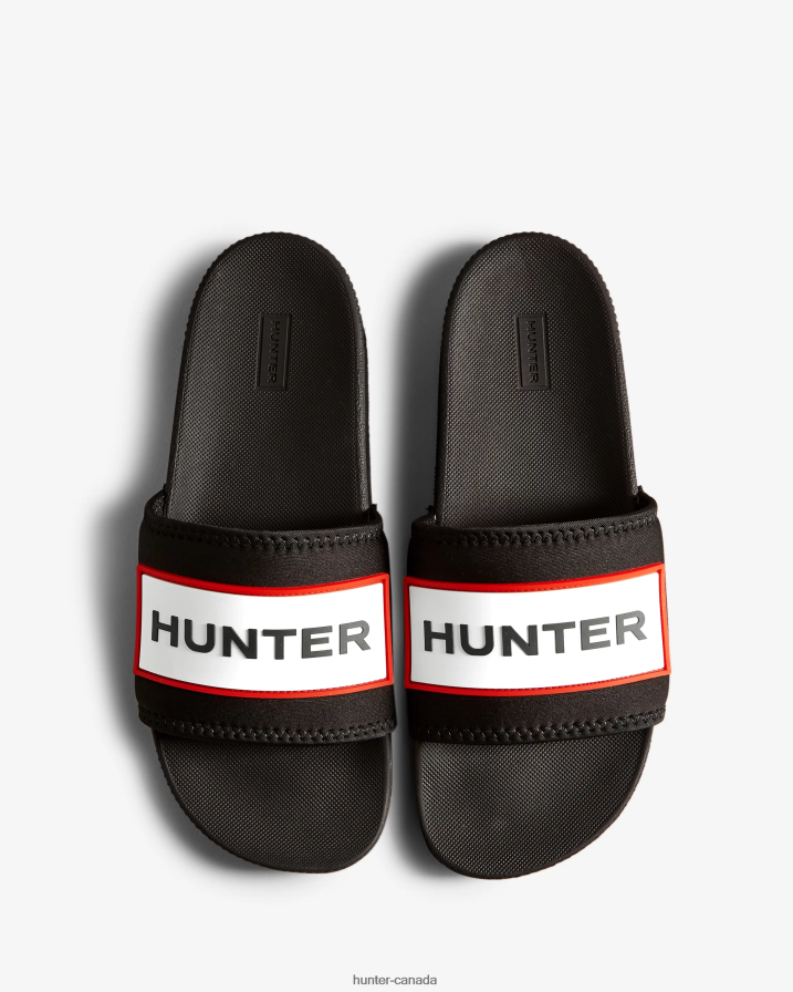 208Z2Z569 Hunter Boots - Hunter Men Neoprene Logo Slides Black