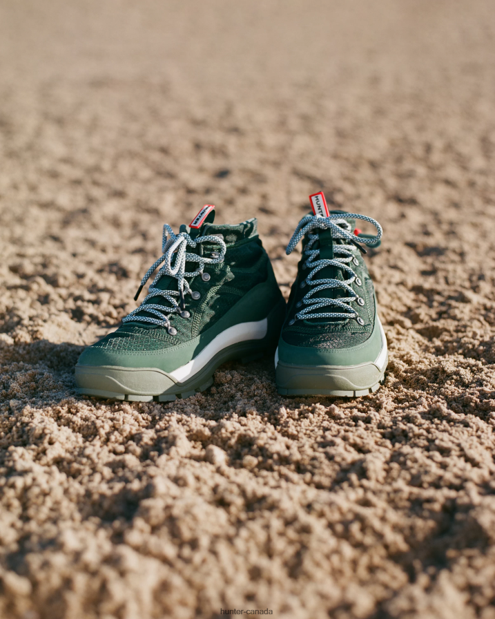 208Z2Z577 Hunter Boots - Hunter Men Travel Explorer Lace-Up Commando Boots Thicket Green/Shaded White/Linear Rainbow