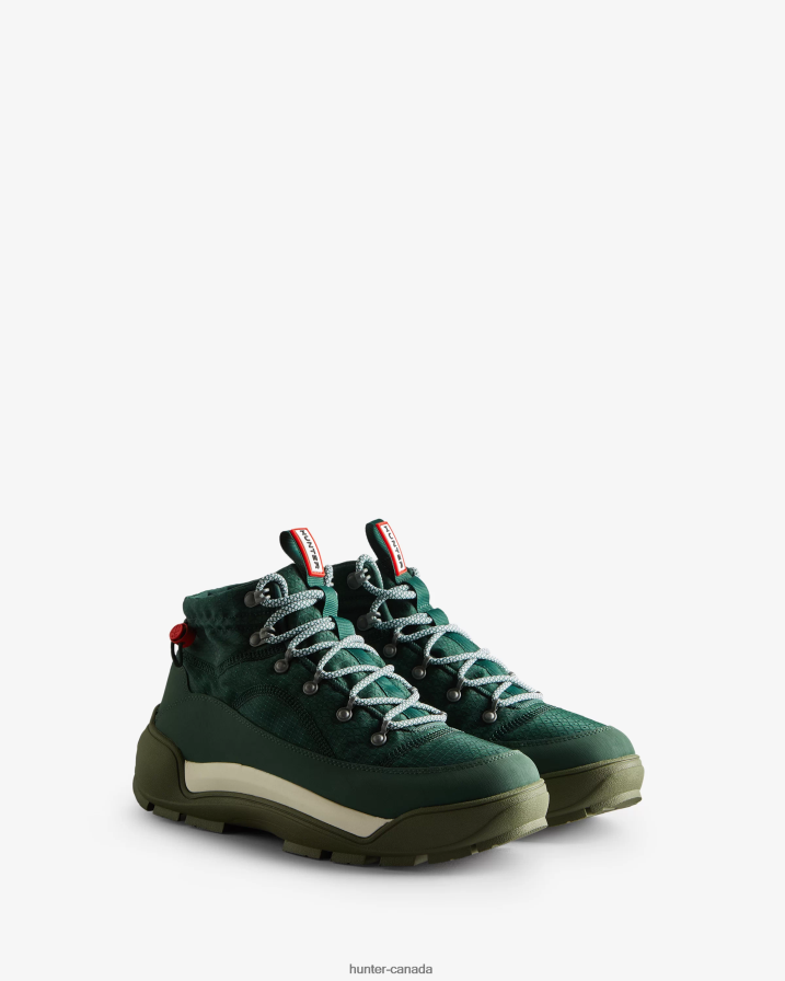 208Z2Z577 Hunter Boots - Hunter Men Travel Explorer Lace-Up Commando Boots Thicket Green/Shaded White/Linear Rainbow