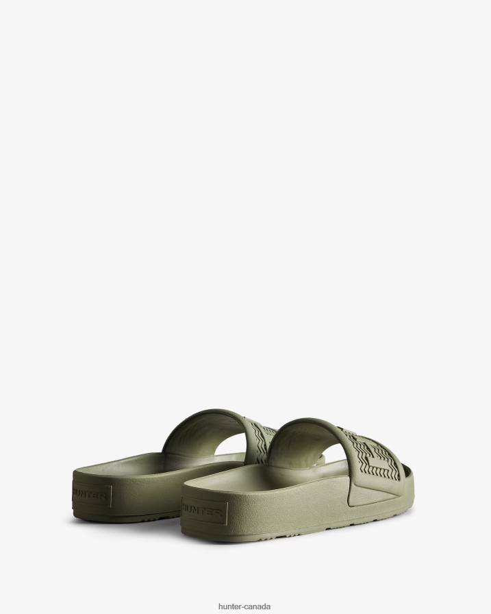 208Z2Z579 Hunter Boots Sale - Hunter Men BLOOM Slides Lichen Green