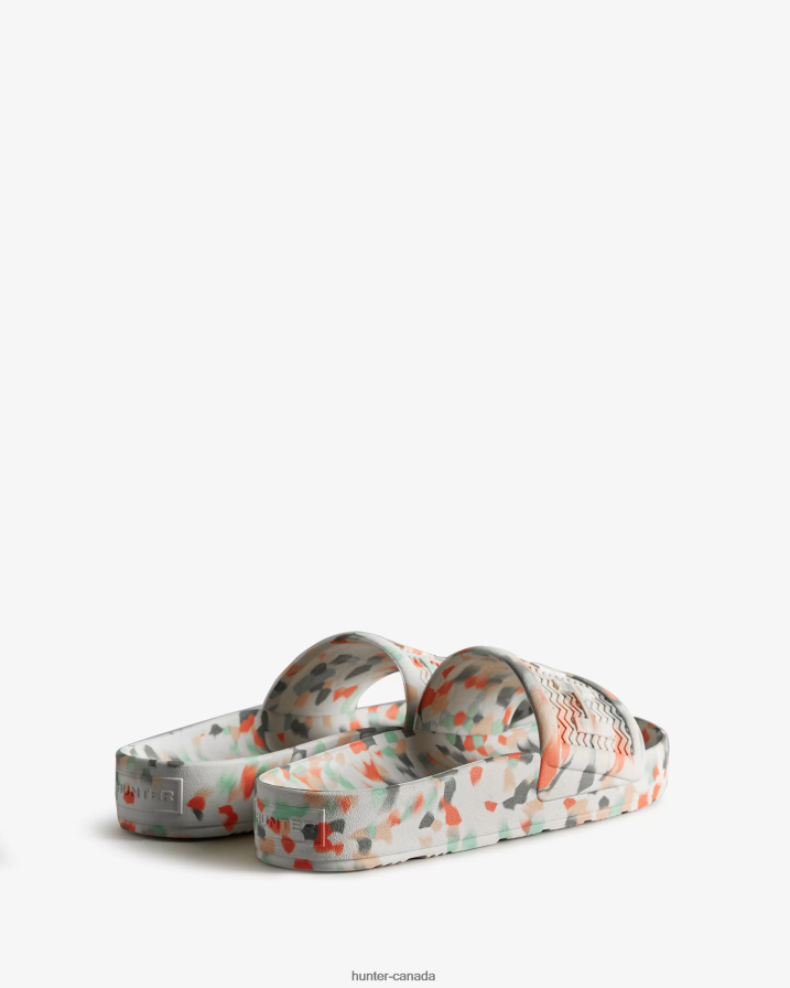 208Z2Z581 Hunter Boots - Hunter Men BLOOM Marble Slides White