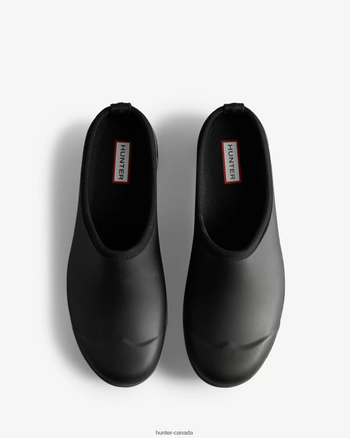 208Z2Z583 Hunter Boots Sale - Hunter Men PLAY Striped Sole Clogs Black/White Willow/Urban Grey