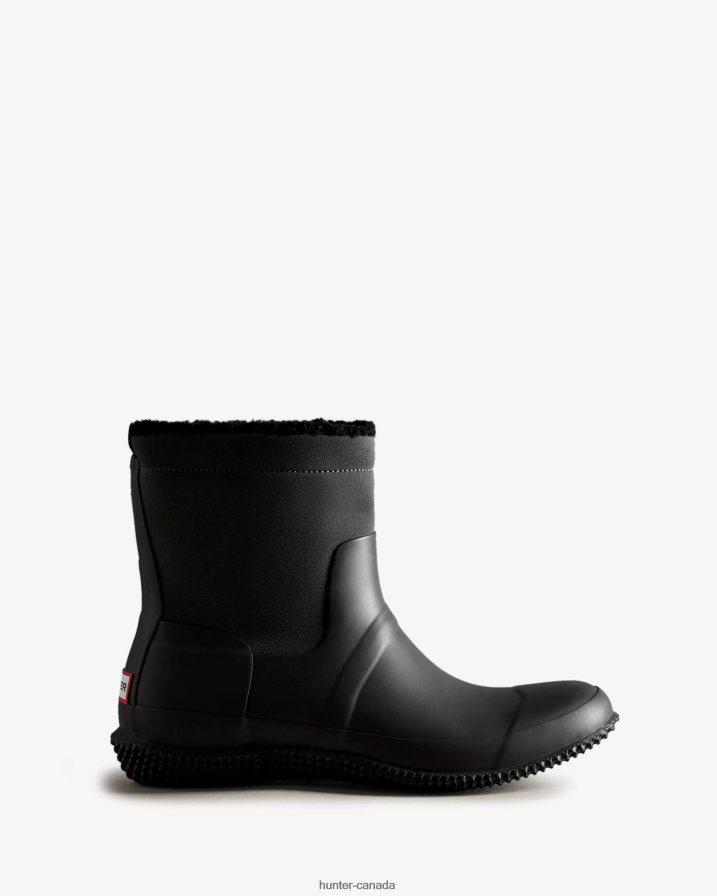 208Z2Z592 Hunter Outlet - Hunter Men Insulated Roll Top Vegan Shearling Boots Black