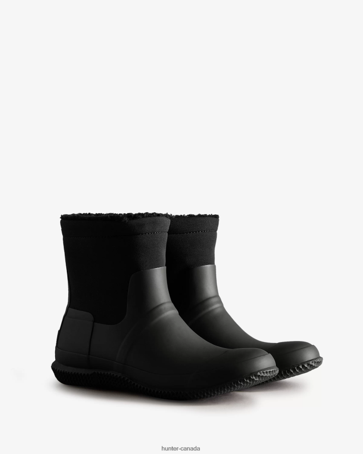 208Z2Z592 Hunter Outlet - Hunter Men Insulated Roll Top Vegan Shearling Boots Black