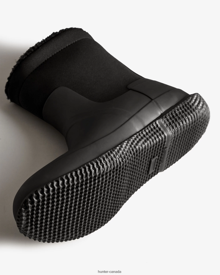 208Z2Z592 Hunter Outlet - Hunter Men Insulated Roll Top Vegan Shearling Boots Black