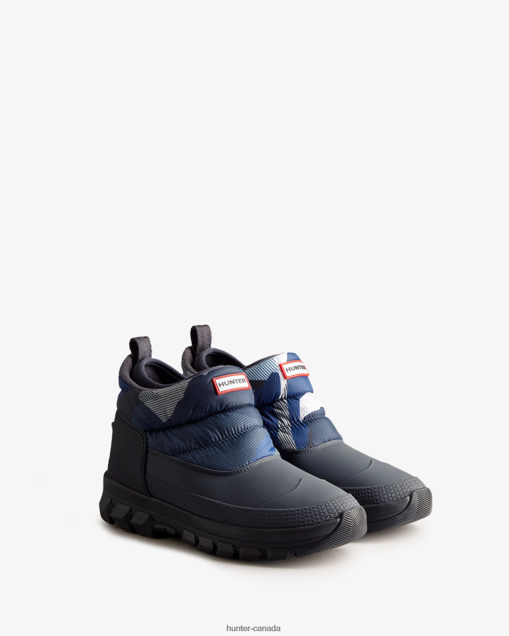 208Z2Z594 Hunter Canada - Hunter Men Insulated Ankle Snow Boots Glacial Cliff Black Ice Print