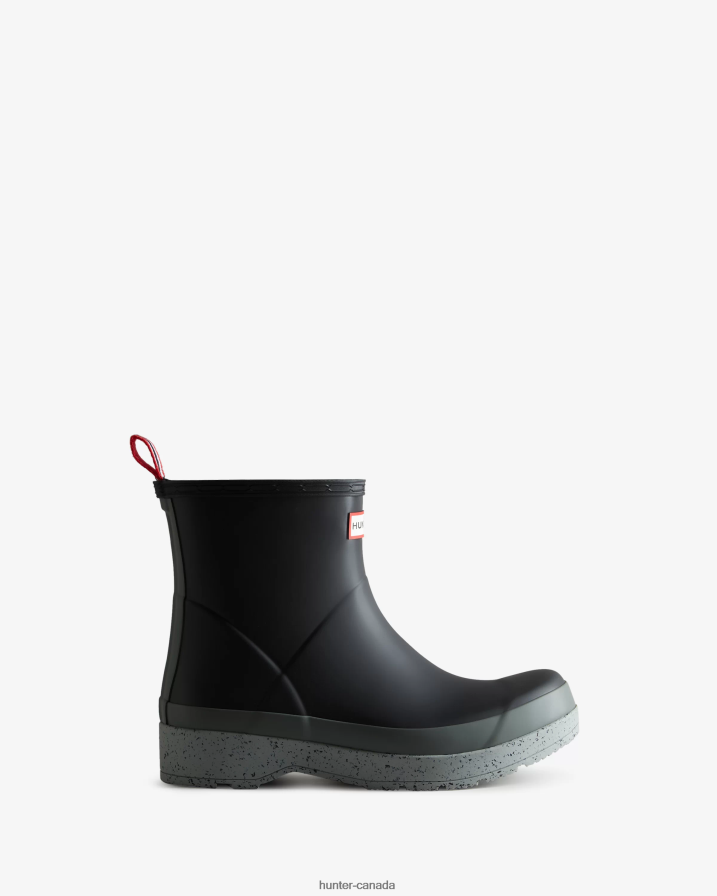 208Z2Z596 Hunter Outlet - Hunter Men Original Play Short Speckle Rain Boots Black/Urban Grey