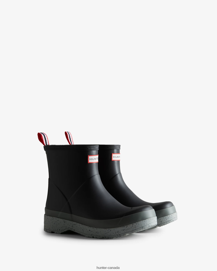 208Z2Z596 Hunter Outlet - Hunter Men Original Play Short Speckle Rain Boots Black/Urban Grey