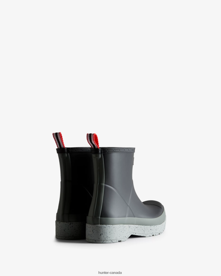 208Z2Z596 Hunter Outlet - Hunter Men Original Play Short Speckle Rain Boots Black/Urban Grey