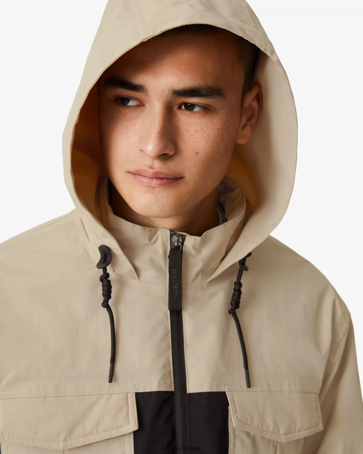 208Z2Z600 Hunter Outlet - Hunter Men Explorer Recycled Nylon Jacket Skimming Stone/Black