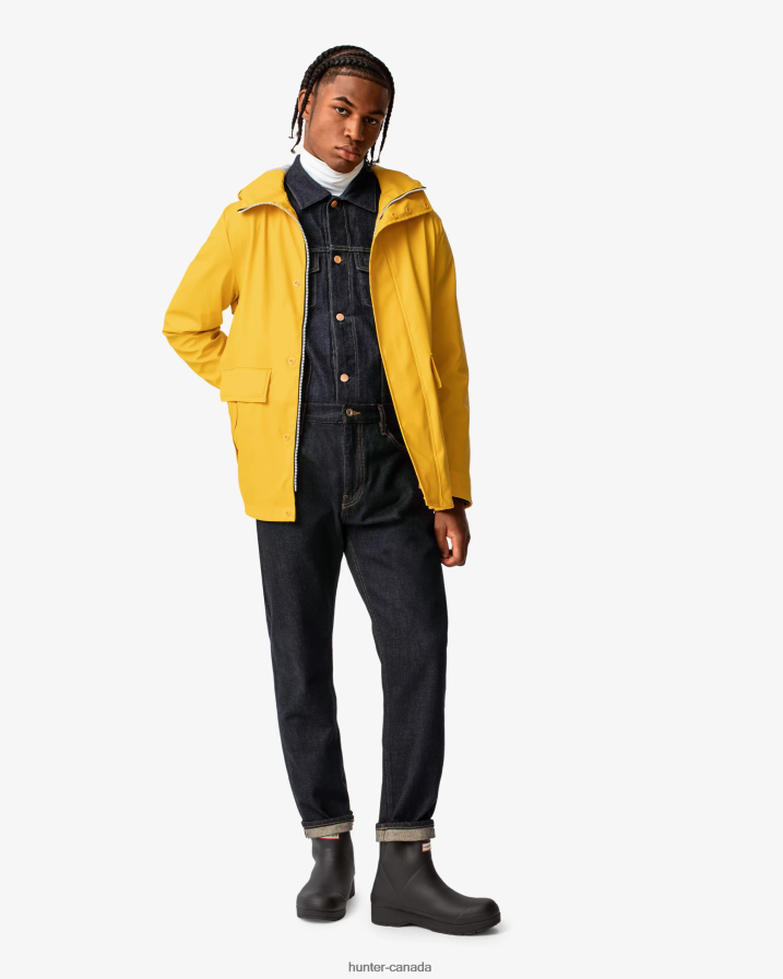 208Z2Z603 Hunter Boots Sale - Hunter Men Lightweight Waterproof Rain Jacket Yellow