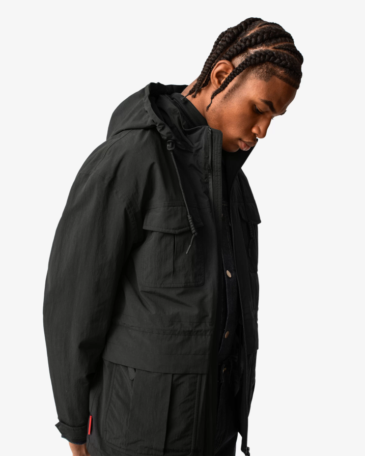 208Z2Z611 Hunter Boots Sale - Hunter Men Explorer Recycled Nylon Jacket Black