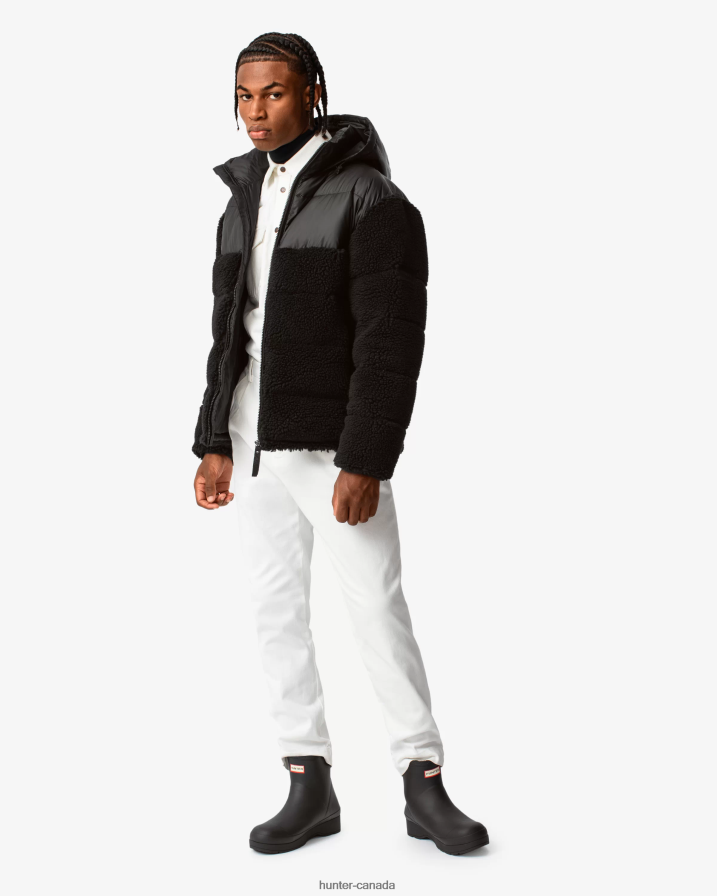 208Z2Z613 Hunter Boots - Hunter Men Wanderer Vegan Shearling Insulated Mid Puffer Jacket Black