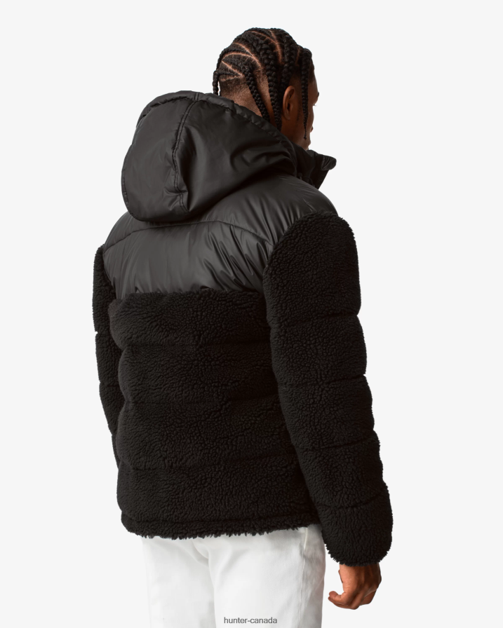 208Z2Z613 Hunter Boots - Hunter Men Wanderer Vegan Shearling Insulated Mid Puffer Jacket Black