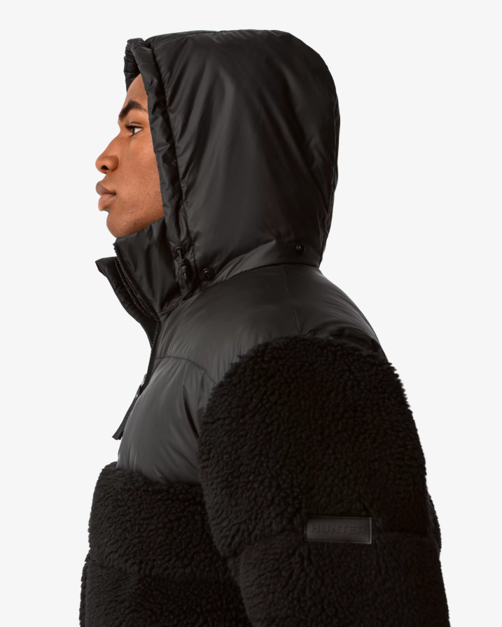 208Z2Z613 Hunter Boots - Hunter Men Wanderer Vegan Shearling Insulated Mid Puffer Jacket Black