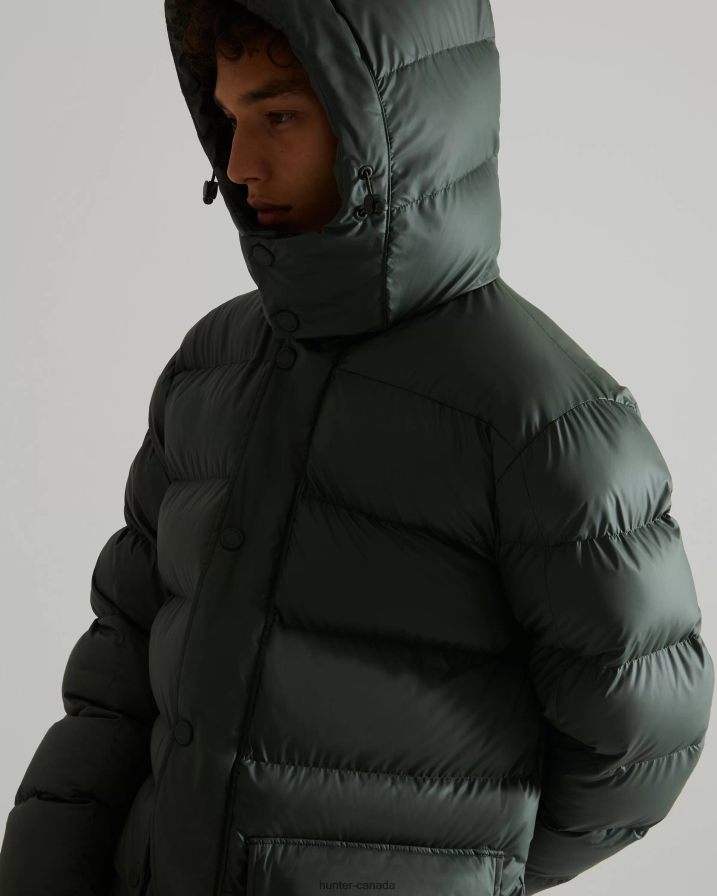 208Z2Z615 Hunter Boots Sale - Hunter Men Insulated Rubberized Puffer Coat Arctic Moss Green