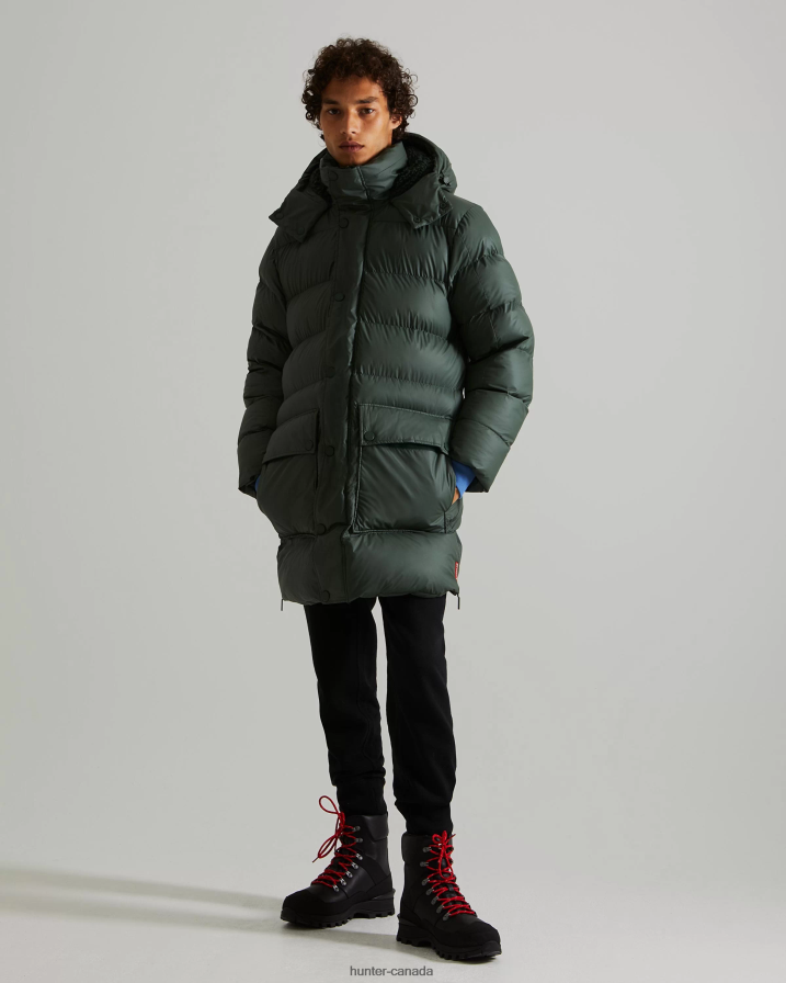 208Z2Z615 Hunter Boots Sale - Hunter Men Insulated Rubberized Puffer Coat Arctic Moss Green
