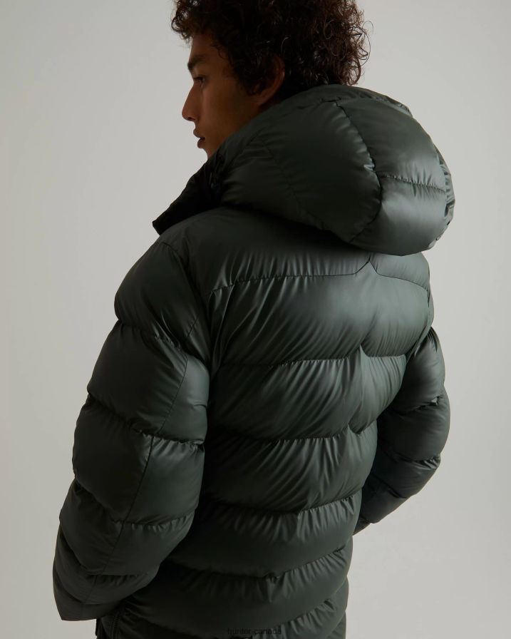 208Z2Z615 Hunter Boots Sale - Hunter Men Insulated Rubberized Puffer Coat Arctic Moss Green