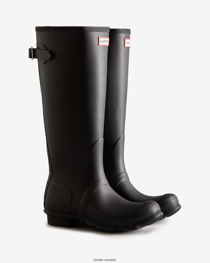 208Z2Z63 Hunter Boots Sale - Hunter Women Tall Back Adjustable Rain Boots Black