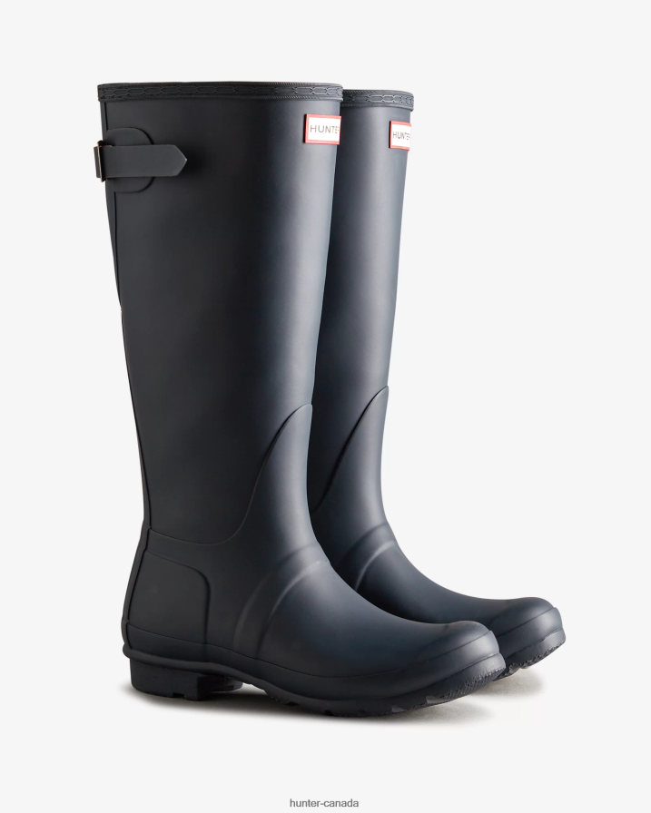 208Z2Z64 Hunter Outlet - Hunter Women Tall Back Adjustable Rain Boots Navy