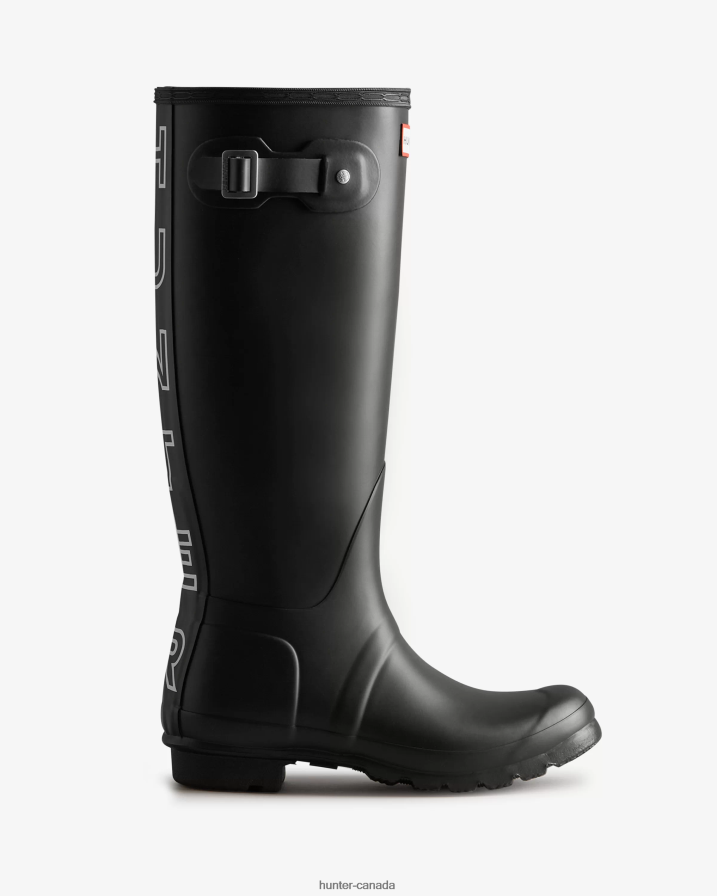 208Z2Z70 Hunter Canada - Hunter Women Backstrap Tall Rain Boots Black/White