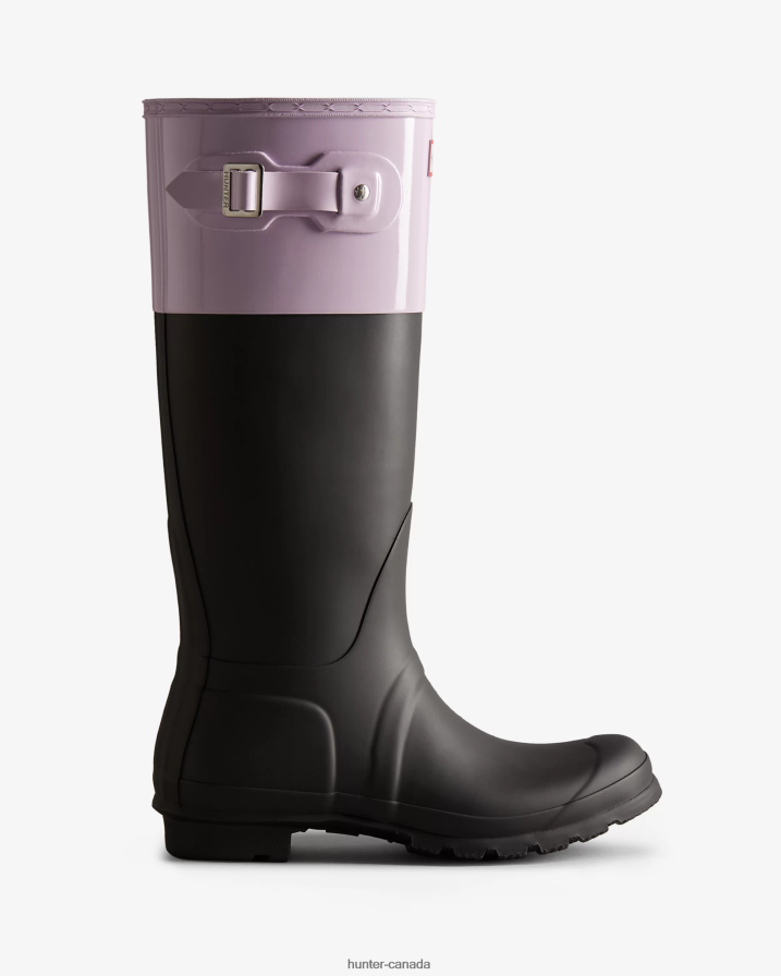 208Z2Z71 Hunter Boots Sale - Hunter Women Colour Block Tall Rain Boots Black/Tempered Mauve