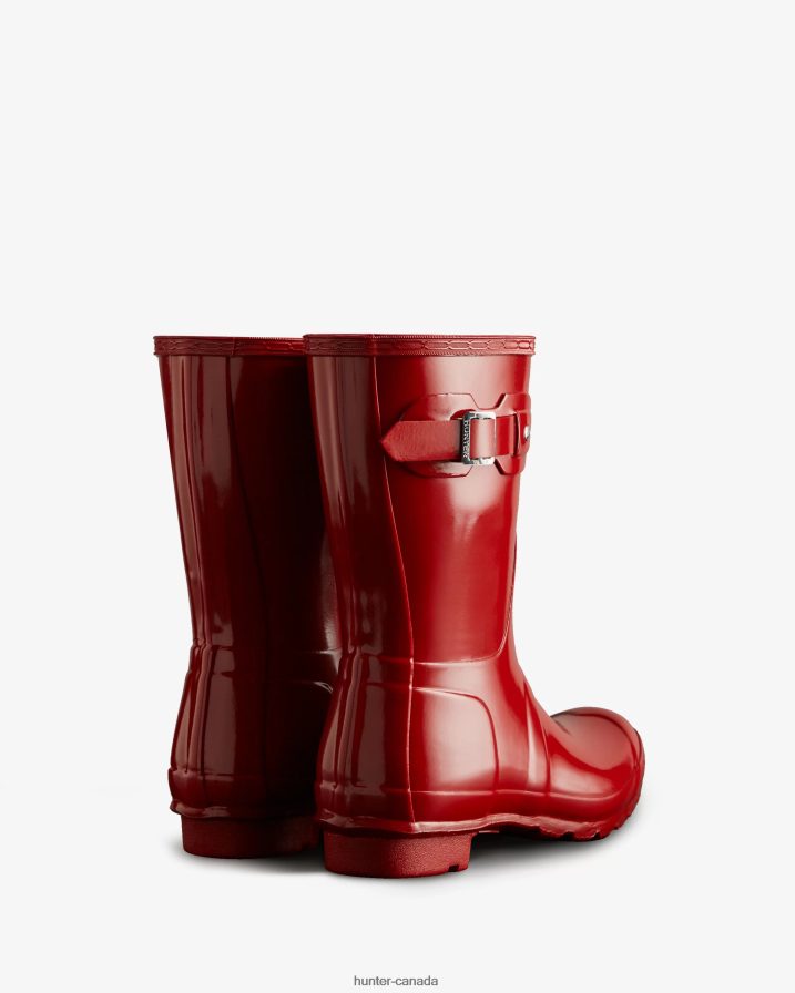 208Z2Z74 Hunter Canada - Hunter Women Original Short Gloss Rain Boots Military Red
