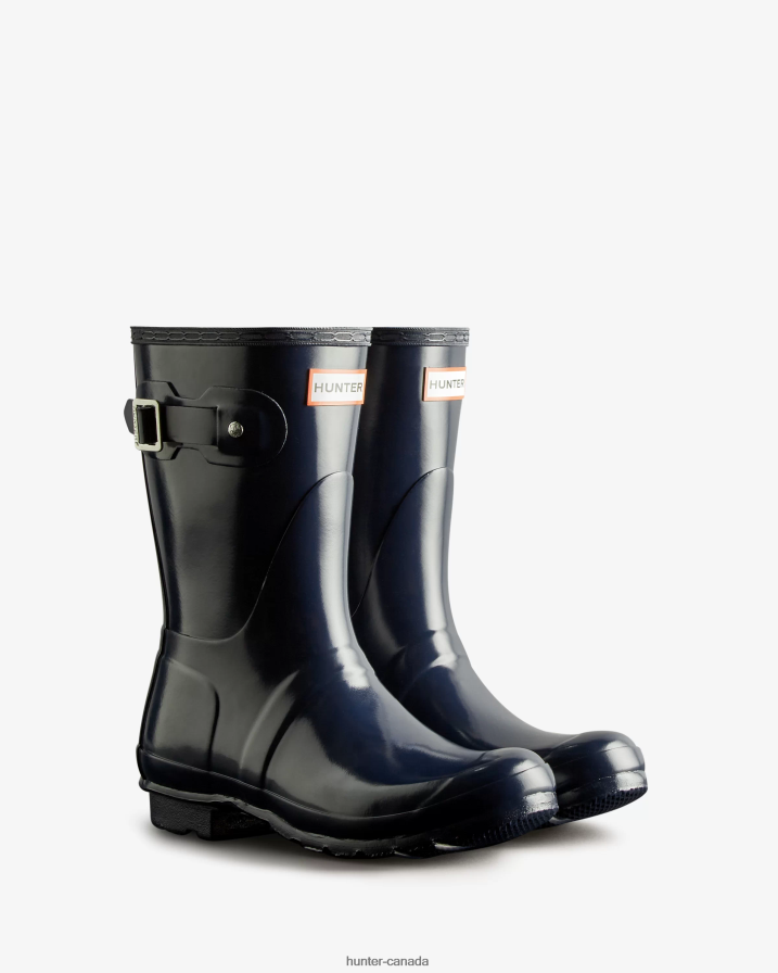 208Z2Z75 Hunter Boots Sale - Hunter Women Original Short Gloss Rain Boots Navy