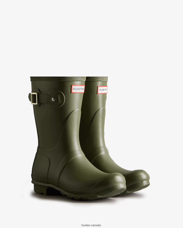 208Z2Z76 Hunter Outlet - Hunter Women Original Short Rain Boots Olive Leaf