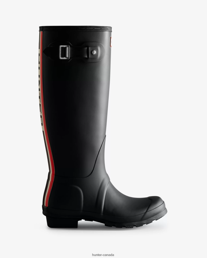 208Z2Z8 Hunter Outlet - Hunter Women Tri-Colour Logo Backstrap Tall Rain Boots Black