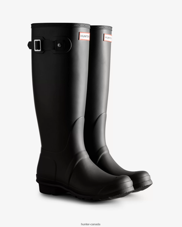 208Z2Z8 Hunter Outlet - Hunter Women Tri-Colour Logo Backstrap Tall Rain Boots Black