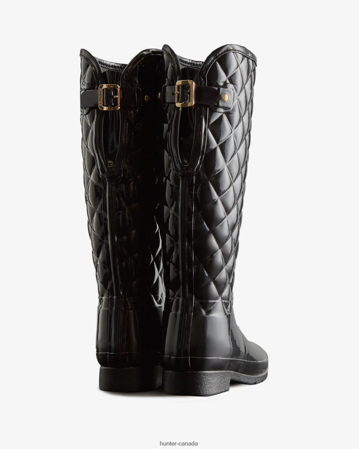 208Z2Z92 Hunter Outlet - Hunter Women Refined Slim Fit Adjustable Quilted Tall Rain Boots Black