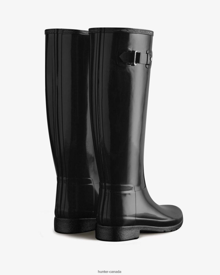 208Z2Z97 Hunter Boots - Hunter Women Refined Slim Fit Tall Gloss Rain Boots Black