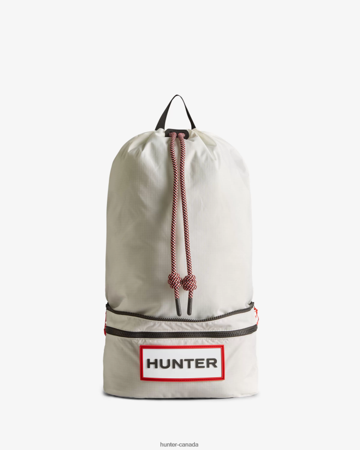 208Z2Z407 Hunter Boots Sale - Hunter Men Travel Ripstop Recycled Nylon Two-Way Backpack White/Red Box Logo