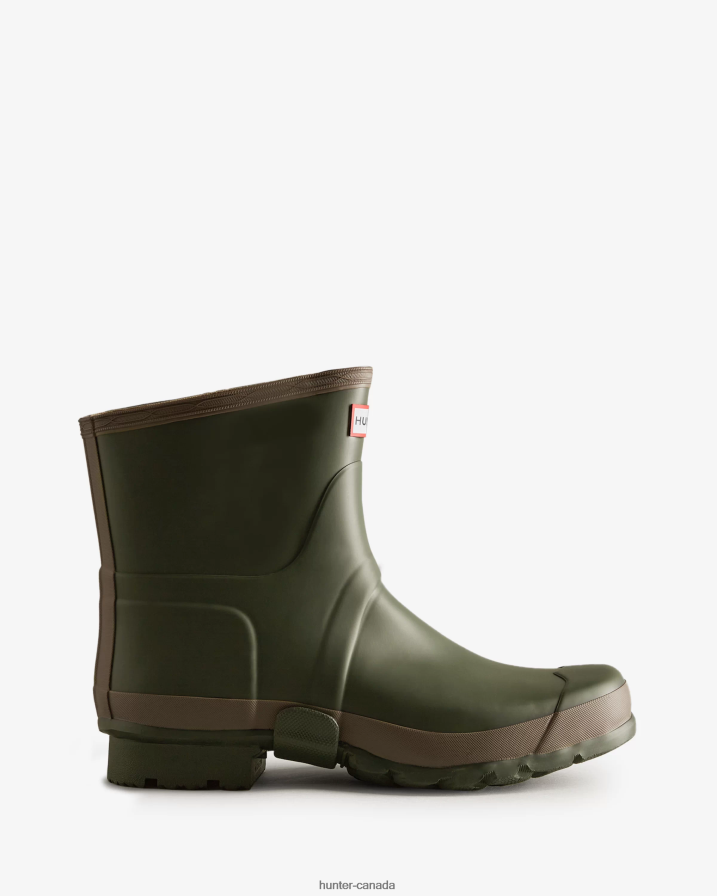 208Z2Z519 Hunter Boots Sale - Hunter Men Gardener Short Rain Boots Dark Olive/Clay