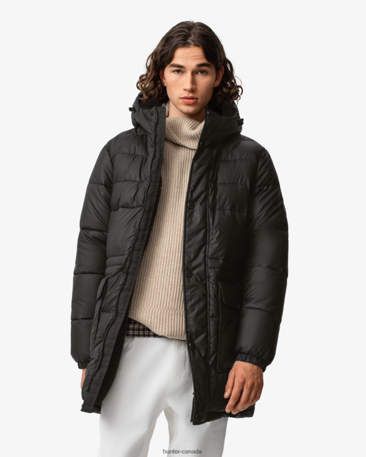 208Z2Z608 Hunter Outlet - Hunter Men Intrepid Insulated Long Puffer Coat Black