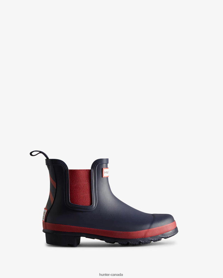 208Z2Z185 Hunter Boots - Hunter Women Rowing Blazers Zig Zag Chelsea Boots Evening Blue/Sundried Red