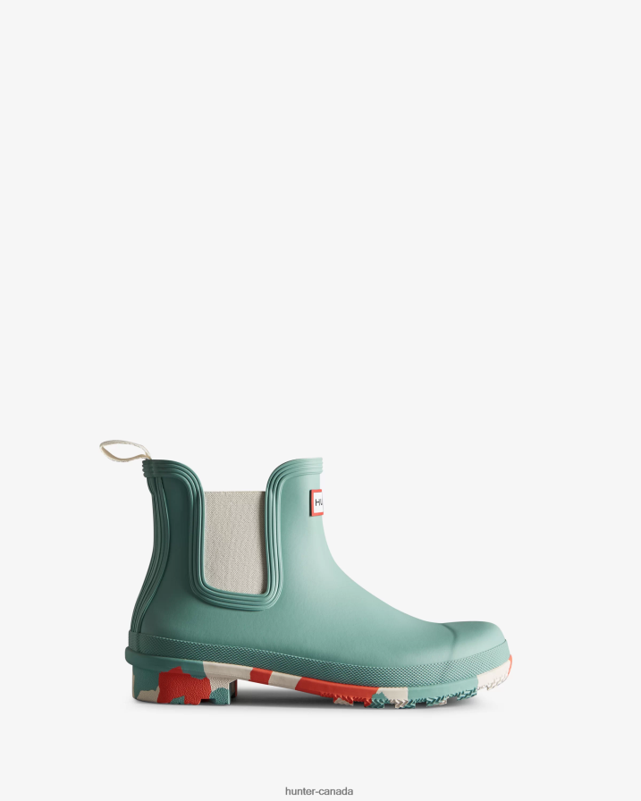 208Z2Z280 Hunter Outlet - Hunter Women Colour Splash Sole Chelsea Boots Birdseye Blue/White Willow/Persimmon Pink