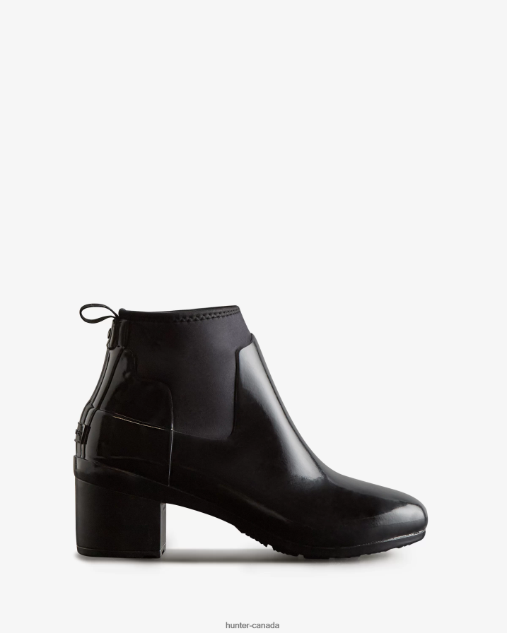 208Z2Z296 Hunter Outlet - Hunter Women Refined Slim Fit Gloss Mid Heel Boots Black