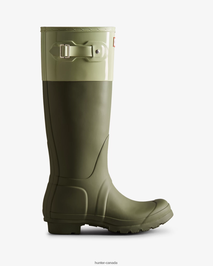 208Z2Z169 Hunter Boots - Hunter Women Colour Block Tall Rain Boots Lichen Green/Muffled Green